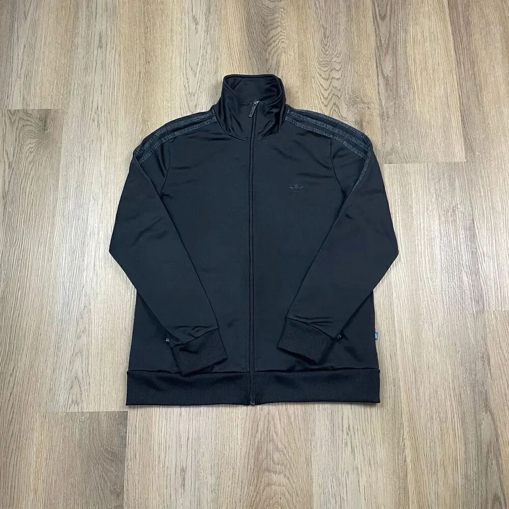 Adidas Jacket Mens Large Black Trefoil 40th Anniversary Zip Track Sports